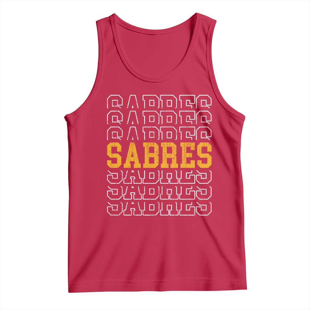 Retro Sabres Name Script Style Tank Top Vintage Distressed Sports Spirit Fan Pride TS02 Red Print Your Wear