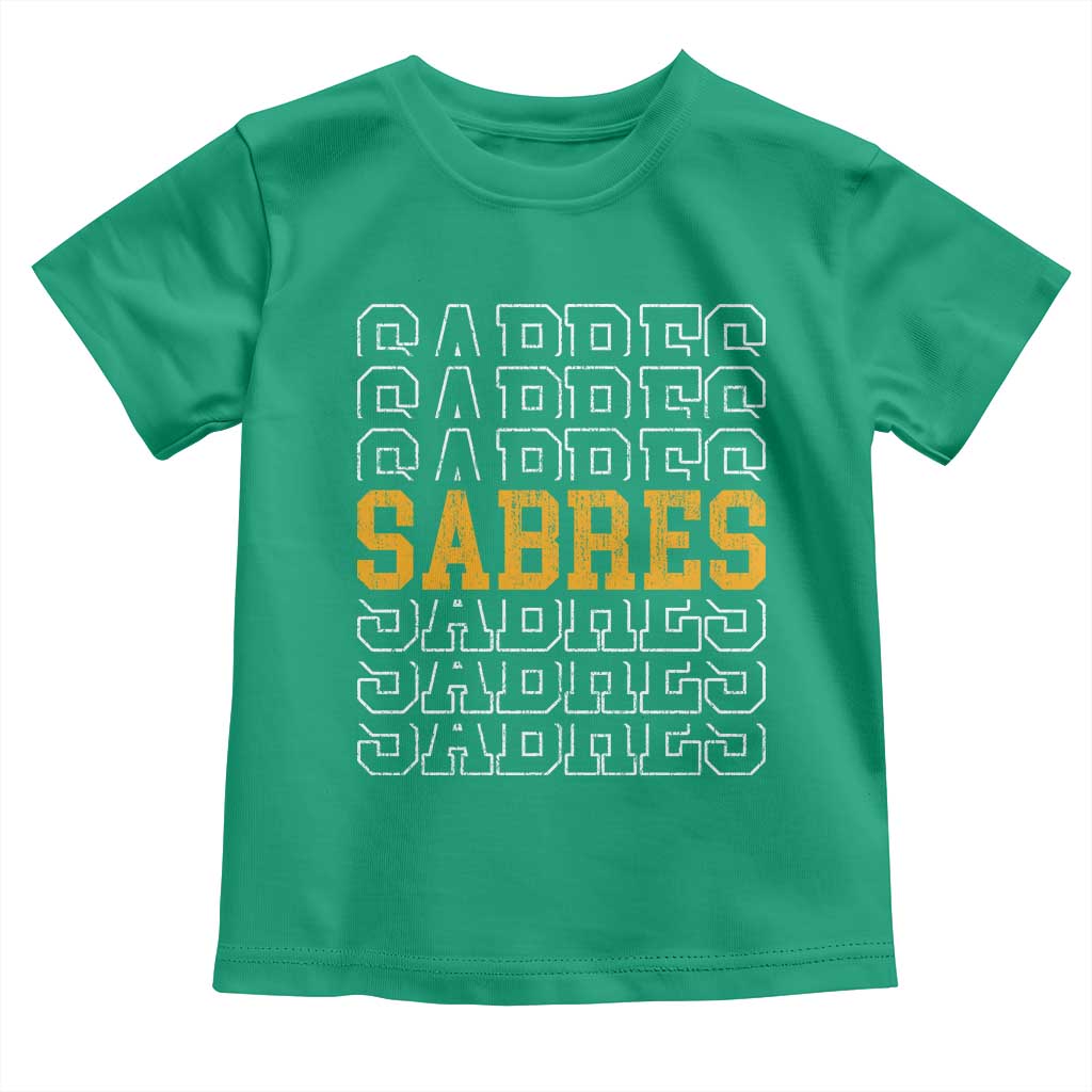 Retro Sabres Name Script Style Toddler T Shirt Vintage Distressed Sports Spirit Fan Pride TS02 Irish Green Print Your Wear