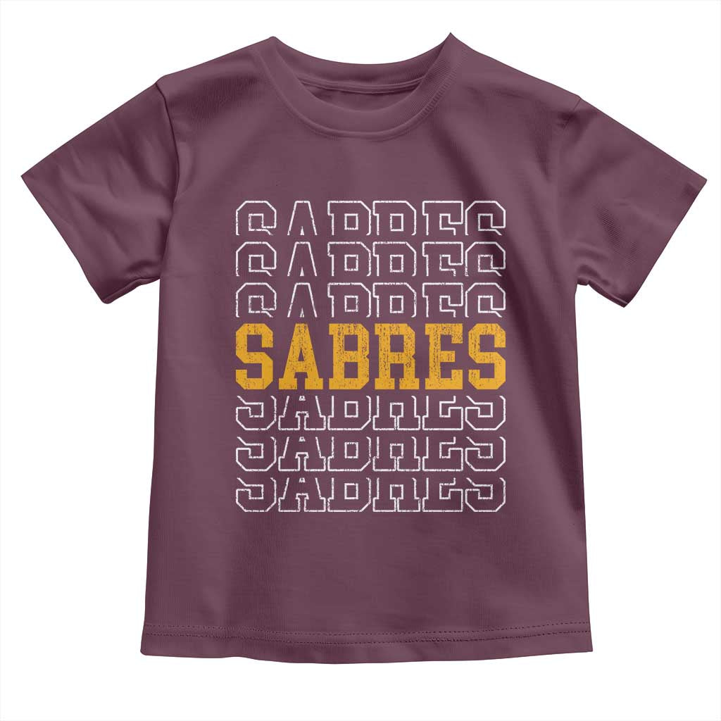 Retro Sabres Name Script Style Toddler T Shirt Vintage Distressed Sports Spirit Fan Pride TS02 Maroon Print Your Wear