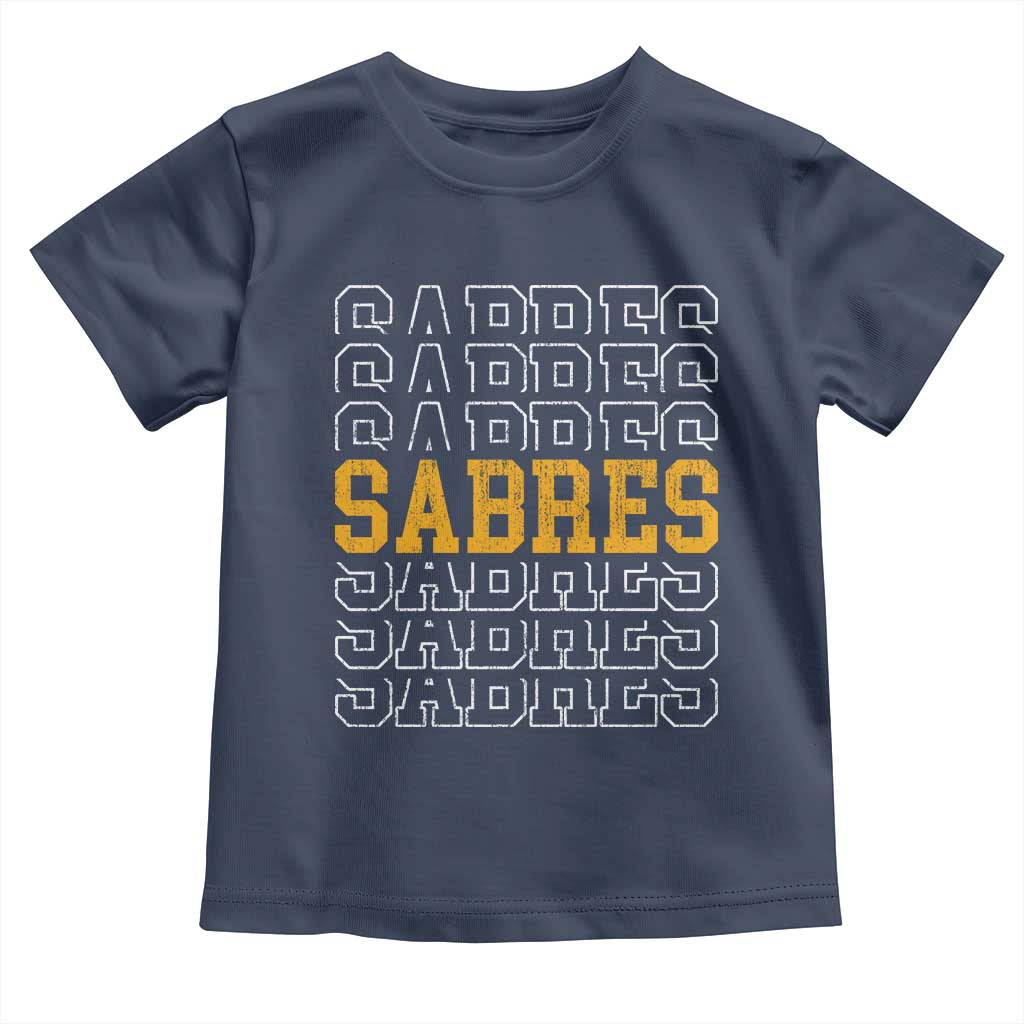 Retro Sabres Name Script Style Toddler T Shirt Vintage Distressed Sports Spirit Fan Pride TS02 Navy Print Your Wear