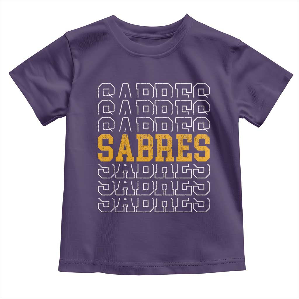 Retro Sabres Name Script Style Toddler T Shirt Vintage Distressed Sports Spirit Fan Pride TS02 Purple Print Your Wear