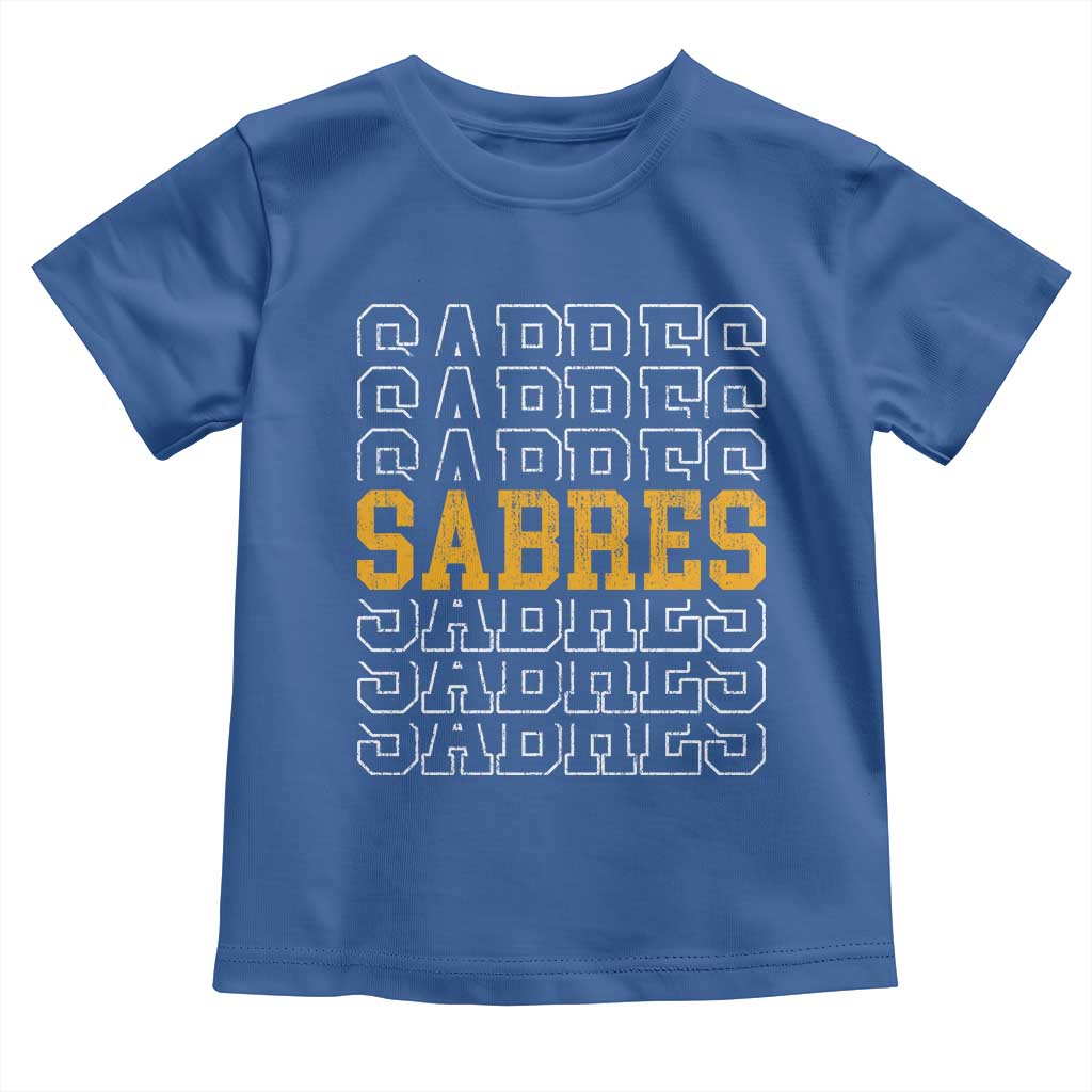 Retro Sabres Name Script Style Toddler T Shirt Vintage Distressed Sports Spirit Fan Pride TS02 Royal Blue Print Your Wear