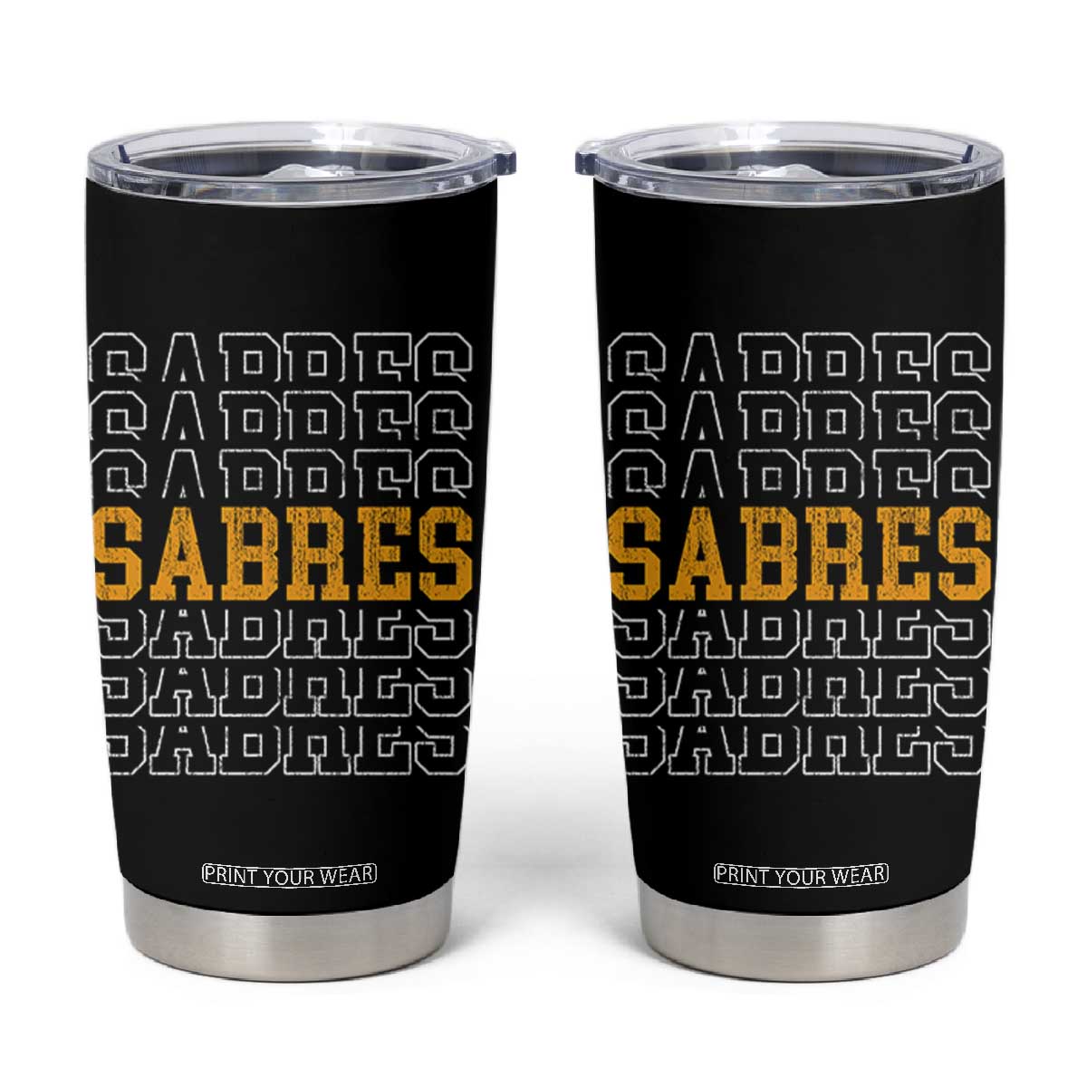 Retro Sabres Name Script Style Tumbler Cup Vintage Distressed Sports Spirit Fan Pride TS02 Black Print Your Wear