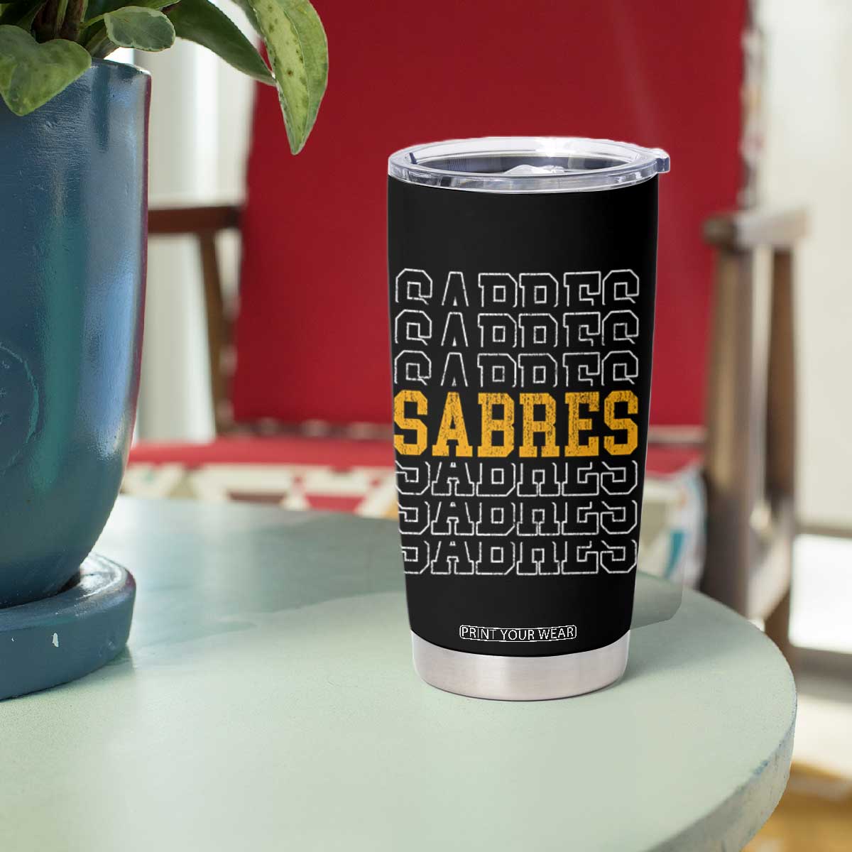 Retro Sabres Name Script Style Tumbler Cup Vintage Distressed Sports Spirit Fan Pride TS02 Print Your Wear
