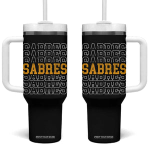 Retro Sabres Name Script Style Tumbler With Handle Vintage Distressed Sports Spirit Fan Pride TS02 One Size: 40 oz Black Print Your Wear