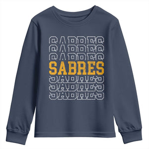 Retro Sabres Name Script Style Youth Sweatshirt Vintage Distressed Sports Spirit Fan Pride TS02 Navy Print Your Wear