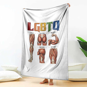 LGBTQ Acronym Funny Fitness Gym Rainbow Muscle Graphic Throw Blanket Legs Glutes Biceps Triceps Quads TS02 Print Your Wear