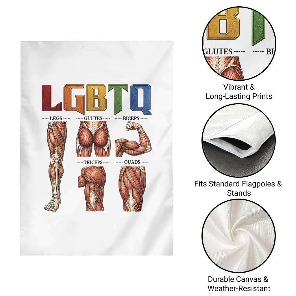LGBTQ Acronym Funny Fitness Gym Rainbow Muscle Graphic Garden Flag Legs Glutes Biceps Triceps Quads TS02 Print Your Wear