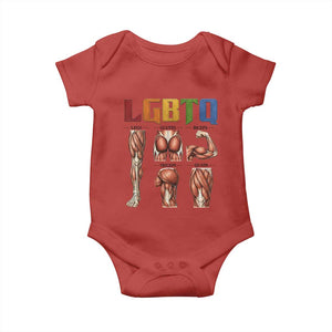 LGBTQ Acronym Funny Fitness Gym Rainbow Muscle Graphic Baby Onesie Legs Glutes Biceps Triceps Quads TS02 Red Print Your Wear