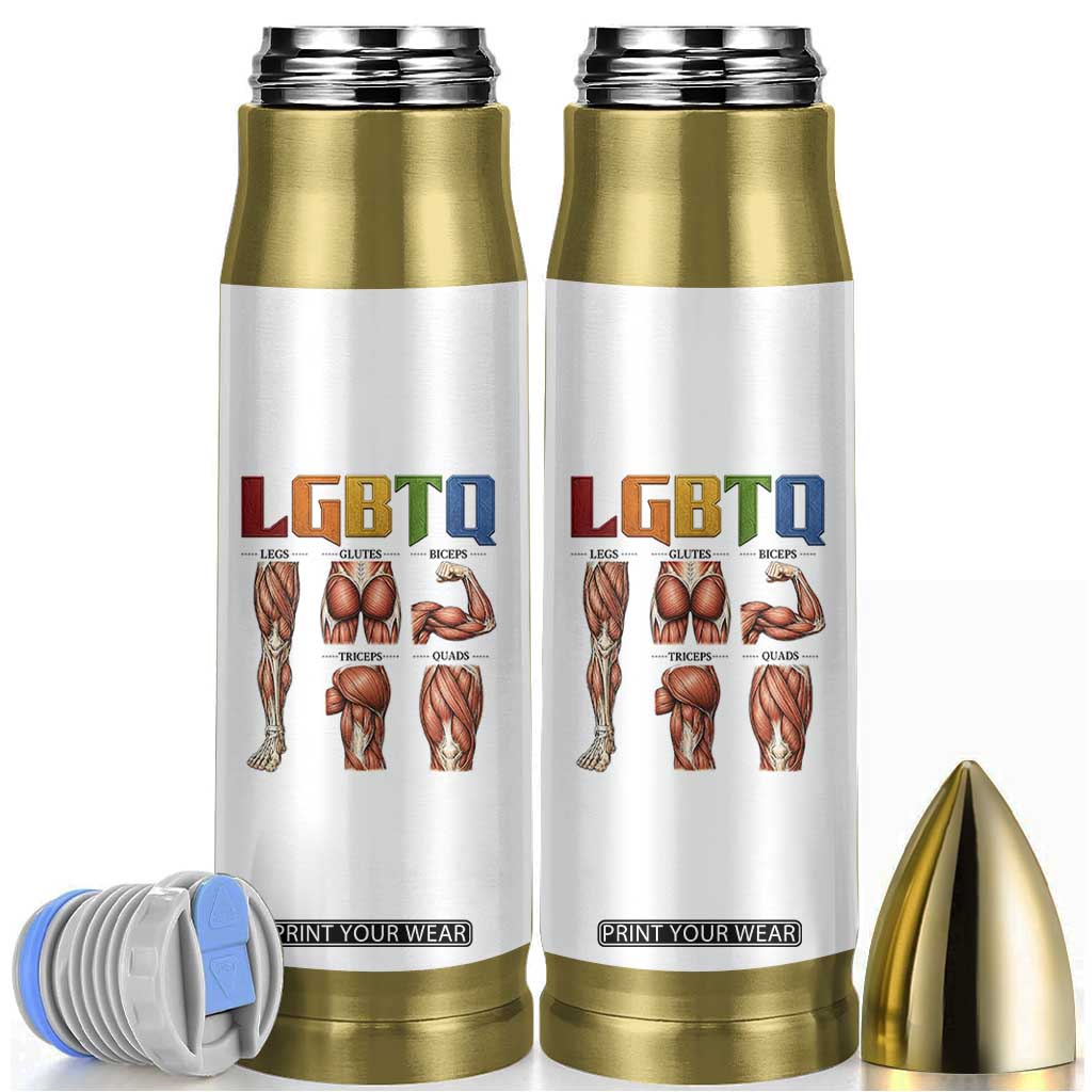 LGBTQ Acronym Funny Fitness Gym Rainbow Muscle Graphic Bullet Tumbler Legs Glutes Biceps Triceps Quads TS02 White Print Your Wear