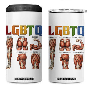 LGBTQ Acronym Funny Fitness Gym Rainbow Muscle Graphic 4 in 1 Can Cooler Tumbler Legs Glutes Biceps Triceps Quads TS02 One Size: 16 oz White Print Your Wear