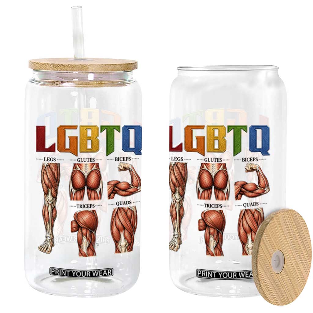 LGBTQ Acronym Funny Fitness Gym Rainbow Muscle Graphic Glass Can Legs Glutes Biceps Triceps Quads TS02 Print Your Wear