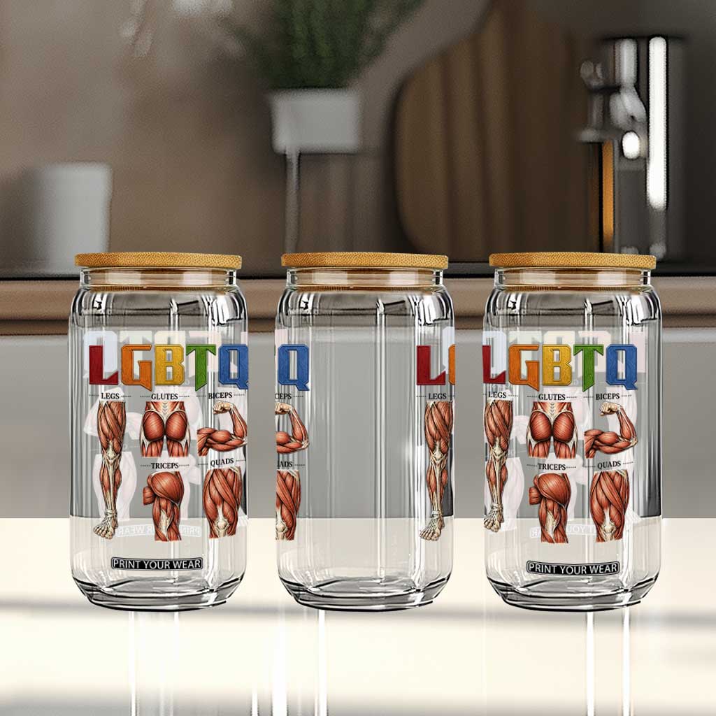 LGBTQ Acronym Funny Fitness Gym Rainbow Muscle Graphic Glass Can Legs Glutes Biceps Triceps Quads TS02 Print Your Wear