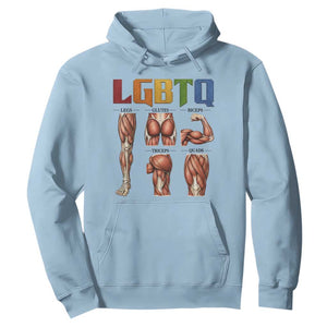LGBTQ Acronym Funny Fitness Gym Rainbow Muscle Graphic Hoodie Legs Glutes Biceps Triceps Quads TS02 Light Blue Print Your Wear
