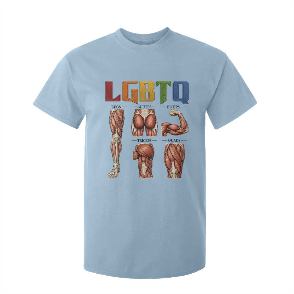 LGBTQ Acronym Funny Fitness Gym Rainbow Muscle Graphic T Shirt For Kid Legs Glutes Biceps Triceps Quads TS02 Light Blue Print Your Wear