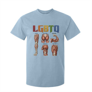 LGBTQ Acronym Funny Fitness Gym Rainbow Muscle Graphic T Shirt For Kid Legs Glutes Biceps Triceps Quads TS02 Light Blue Print Your Wear