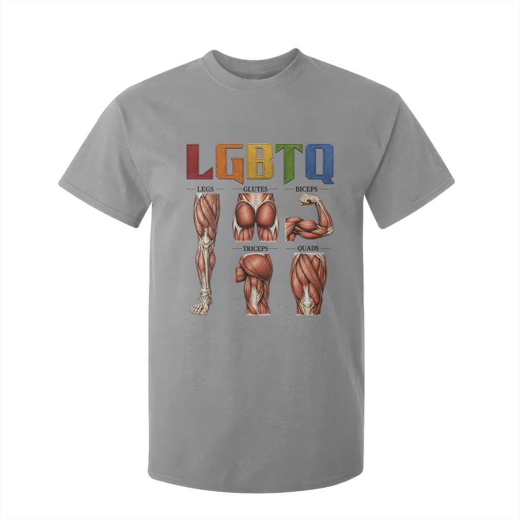 LGBTQ Acronym Funny Fitness Gym Rainbow Muscle Graphic T Shirt For Kid Legs Glutes Biceps Triceps Quads TS02 Sport Gray Print Your Wear