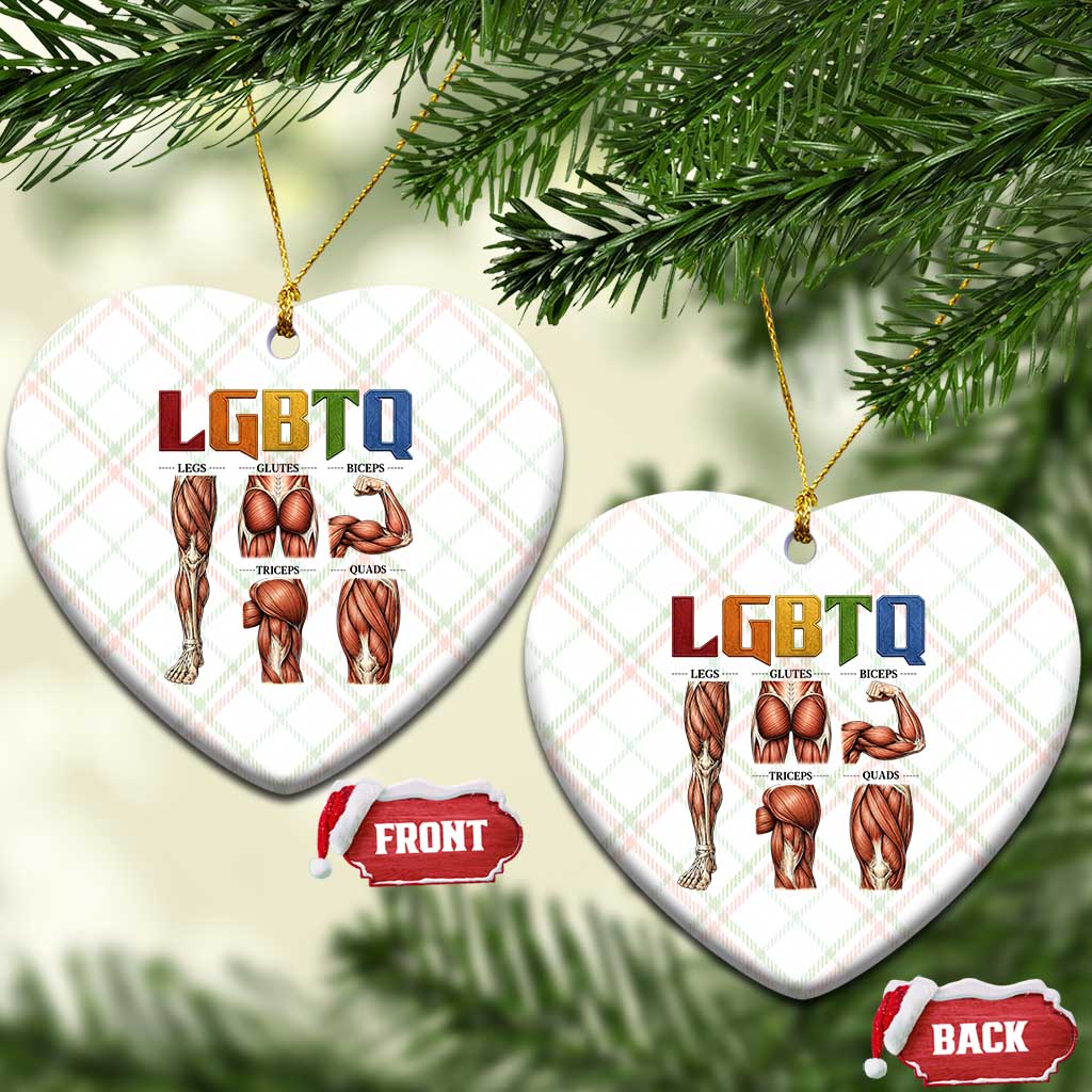 LGBTQ Acronym Funny Fitness Gym Rainbow Muscle Graphic Ceramic Ornament Legs Glutes Biceps Triceps Quads TS02 Print Your Wear