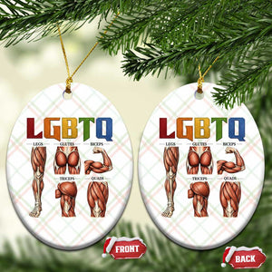 LGBTQ Acronym Funny Fitness Gym Rainbow Muscle Graphic Ceramic Ornament Legs Glutes Biceps Triceps Quads TS02 Print Your Wear
