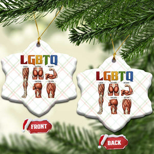 LGBTQ Acronym Funny Fitness Gym Rainbow Muscle Graphic Ceramic Ornament Legs Glutes Biceps Triceps Quads TS02 Print Your Wear