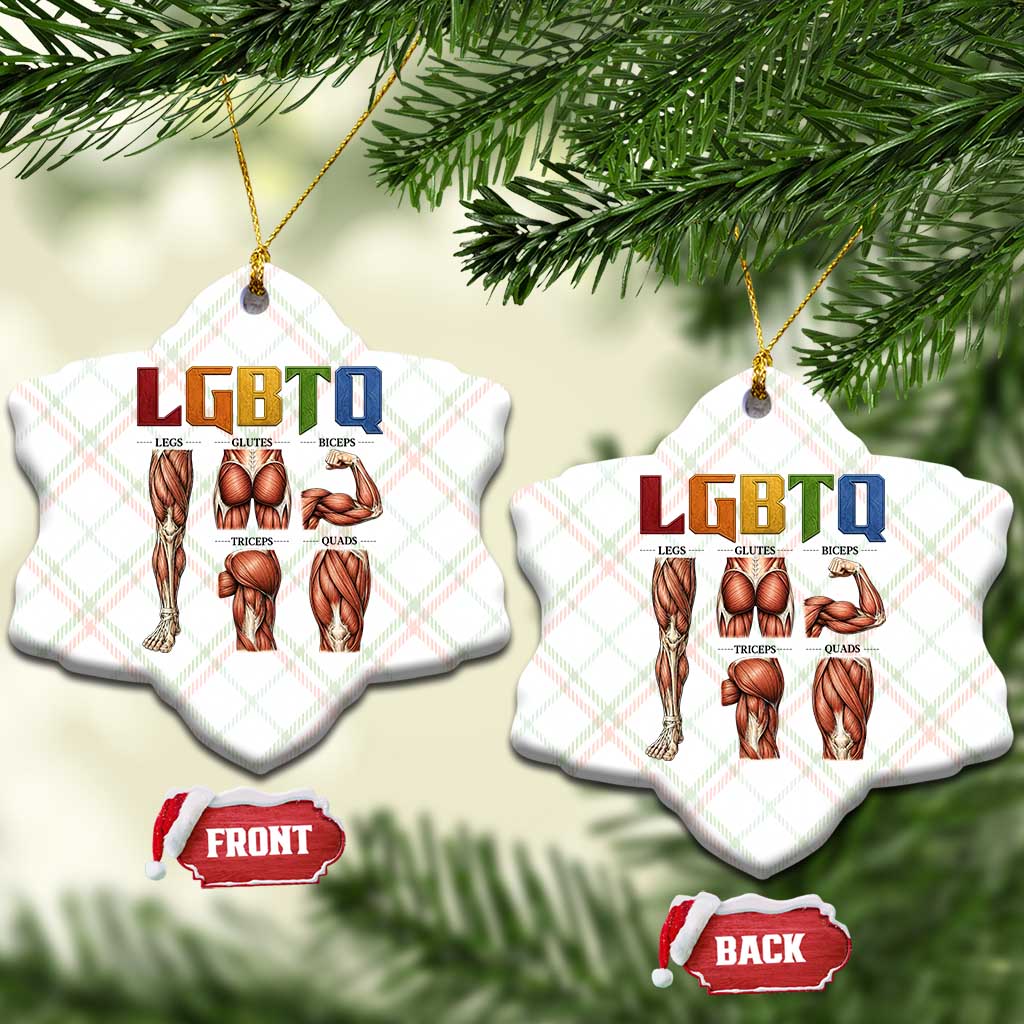 LGBTQ Acronym Funny Fitness Gym Rainbow Muscle Graphic Ceramic Ornament Legs Glutes Biceps Triceps Quads TS02 Print Your Wear