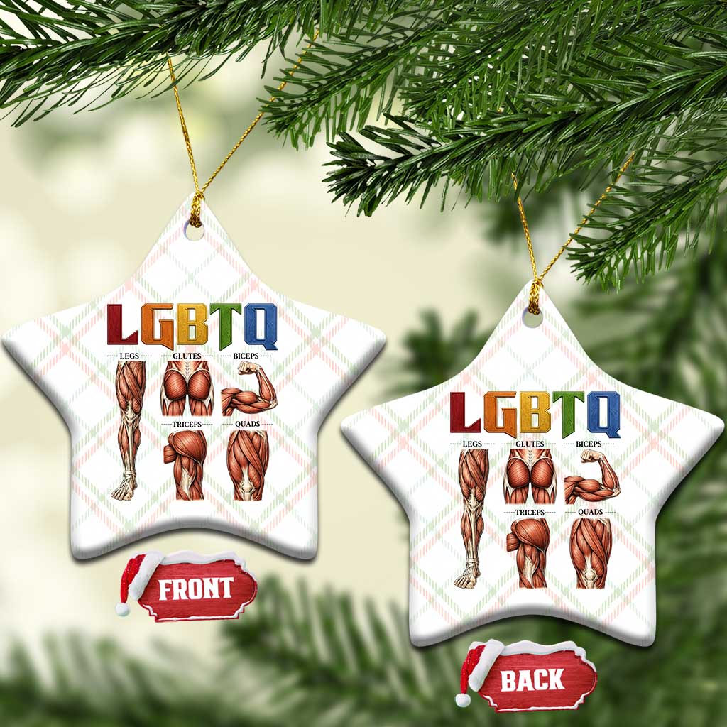 LGBTQ Acronym Funny Fitness Gym Rainbow Muscle Graphic Ceramic Ornament Legs Glutes Biceps Triceps Quads TS02 Print Your Wear