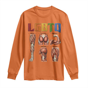 LGBTQ Acronym Funny Fitness Gym Rainbow Muscle Graphic Long Sleeve Shirt Legs Glutes Biceps Triceps Quads TS02 Orange Print Your Wear