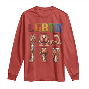 LGBTQ Acronym Funny Fitness Gym Rainbow Muscle Graphic Long Sleeve Shirt Legs Glutes Biceps Triceps Quads TS02 Red Print Your Wear