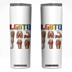LGBTQ Acronym Funny Fitness Gym Rainbow Muscle Graphic Skinny Tumbler Legs Glutes Biceps Triceps Quads TS02 White Print Your Wear