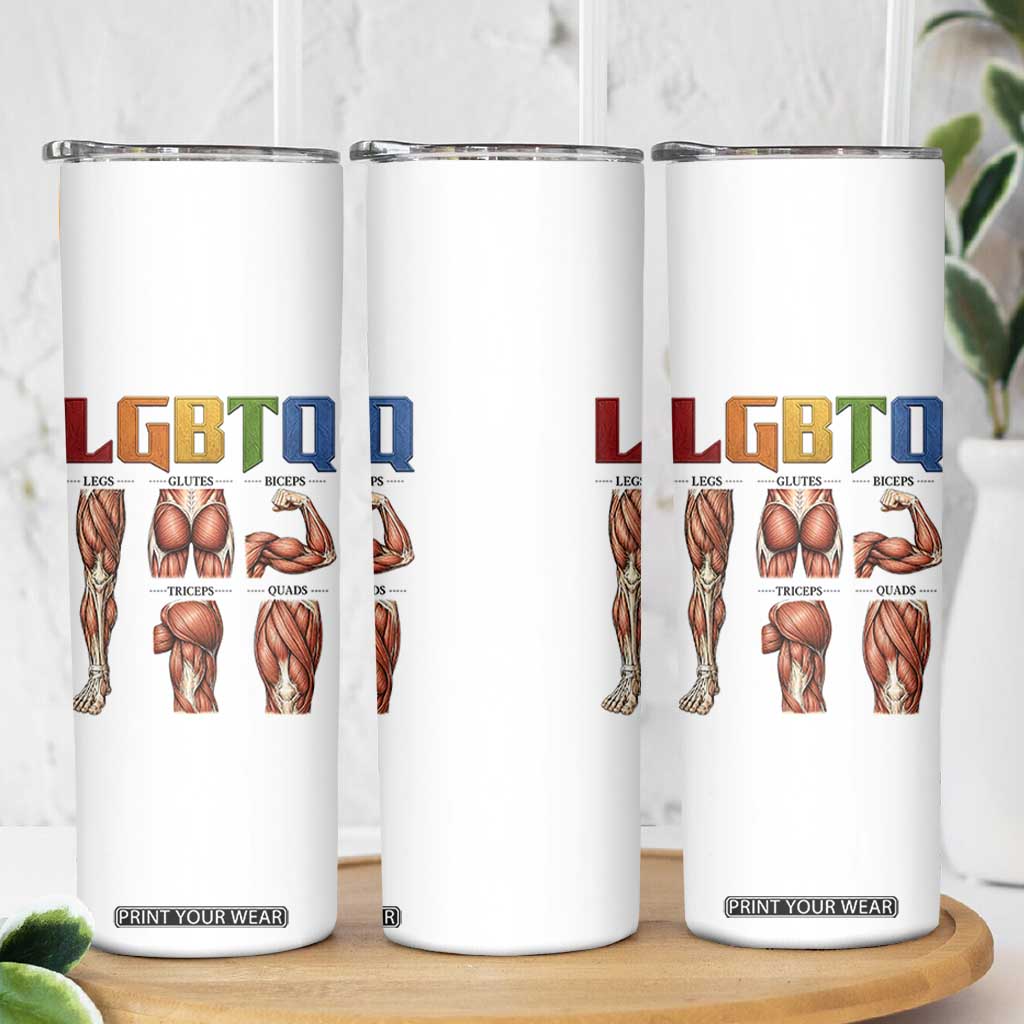 LGBTQ Acronym Funny Fitness Gym Rainbow Muscle Graphic Skinny Tumbler Legs Glutes Biceps Triceps Quads TS02 Print Your Wear