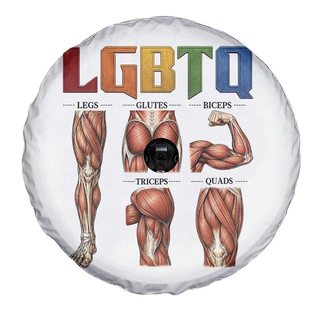 LGBTQ Acronym Funny Fitness Gym Rainbow Muscle Graphic Spare Tire Cover Legs Glutes Biceps Triceps Quads TS02 Print Your Wear