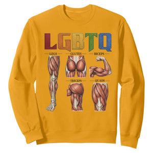 LGBTQ Acronym Funny Fitness Gym Rainbow Muscle Graphic Sweatshirt Legs Glutes Biceps Triceps Quads TS02 Gold Print Your Wear