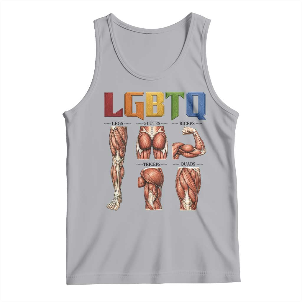 LGBTQ Acronym Funny Fitness Gym Rainbow Muscle Graphic Tank Top Legs Glutes Biceps Triceps Quads TS02 Athletic Heather Print Your Wear
