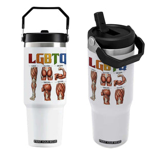 LGBTQ Acronym Funny Fitness Gym Rainbow Muscle Graphic Flip Straw Tumbler Legs Glutes Biceps Triceps Quads TS02 One Size: 30 oz White Print Your Wear