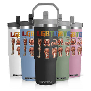 LGBTQ Acronym Funny Fitness Gym Rainbow Muscle Graphic Flip Straw Tumbler Legs Glutes Biceps Triceps Quads TS02 Print Your Wear