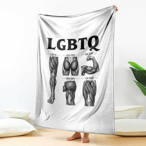 LGBTQ Acronym Funny Fitness Gym Muscle Graphic Throw Blanket Legs Glutes Biceps Triceps Quads TS02 Print Your Wear