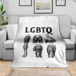 LGBTQ Acronym Funny Fitness Gym Muscle Graphic Throw Blanket Legs Glutes Biceps Triceps Quads TS02 Print Your Wear