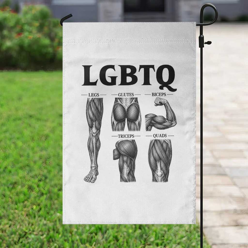 LGBTQ Acronym Funny Fitness Gym Muscle Graphic Garden Flag Legs Glutes Biceps Triceps Quads TS02 Print Your Wear