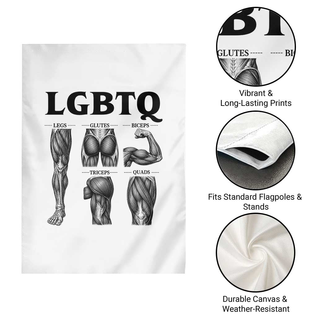 LGBTQ Acronym Funny Fitness Gym Muscle Graphic Garden Flag Legs Glutes Biceps Triceps Quads TS02 Print Your Wear