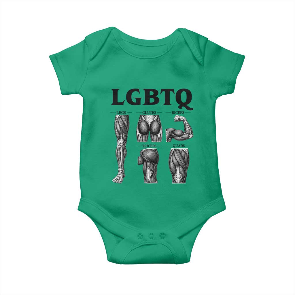 LGBTQ Acronym Funny Fitness Gym Muscle Graphic Baby Onesie Legs Glutes Biceps Triceps Quads TS02 Irish Green Print Your Wear