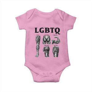 LGBTQ Acronym Funny Fitness Gym Muscle Graphic Baby Onesie Legs Glutes Biceps Triceps Quads TS02 Light Pink Print Your Wear