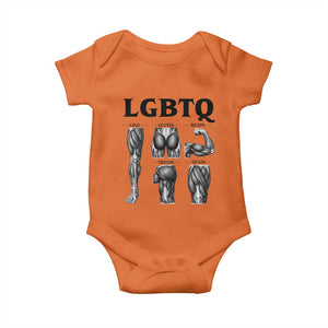 LGBTQ Acronym Funny Fitness Gym Muscle Graphic Baby Onesie Legs Glutes Biceps Triceps Quads TS02 Orange Print Your Wear