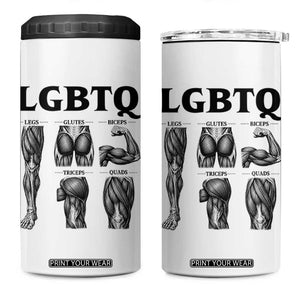 LGBTQ Acronym Funny Fitness Gym Muscle Graphic 4 in 1 Can Cooler Tumbler Legs Glutes Biceps Triceps Quads TS02 One Size: 16 oz White Print Your Wear