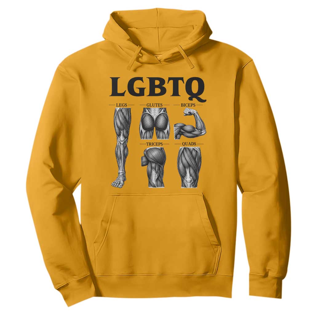 LGBTQ Acronym Funny Fitness Gym Muscle Graphic Hoodie Legs Glutes Biceps Triceps Quads TS02 Gold Print Your Wear