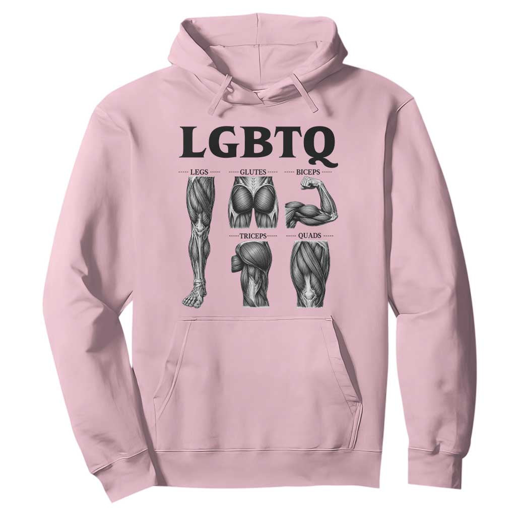 LGBTQ Acronym Funny Fitness Gym Muscle Graphic Hoodie Legs Glutes Biceps Triceps Quads TS02 Light Pink Print Your Wear