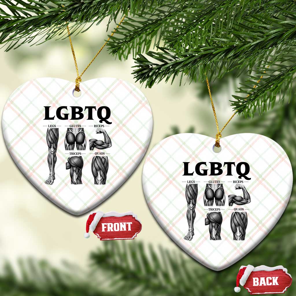 LGBTQ Acronym Funny Fitness Gym Muscle Graphic Ceramic Ornament Legs Glutes Biceps Triceps Quads TS02 Print Your Wear