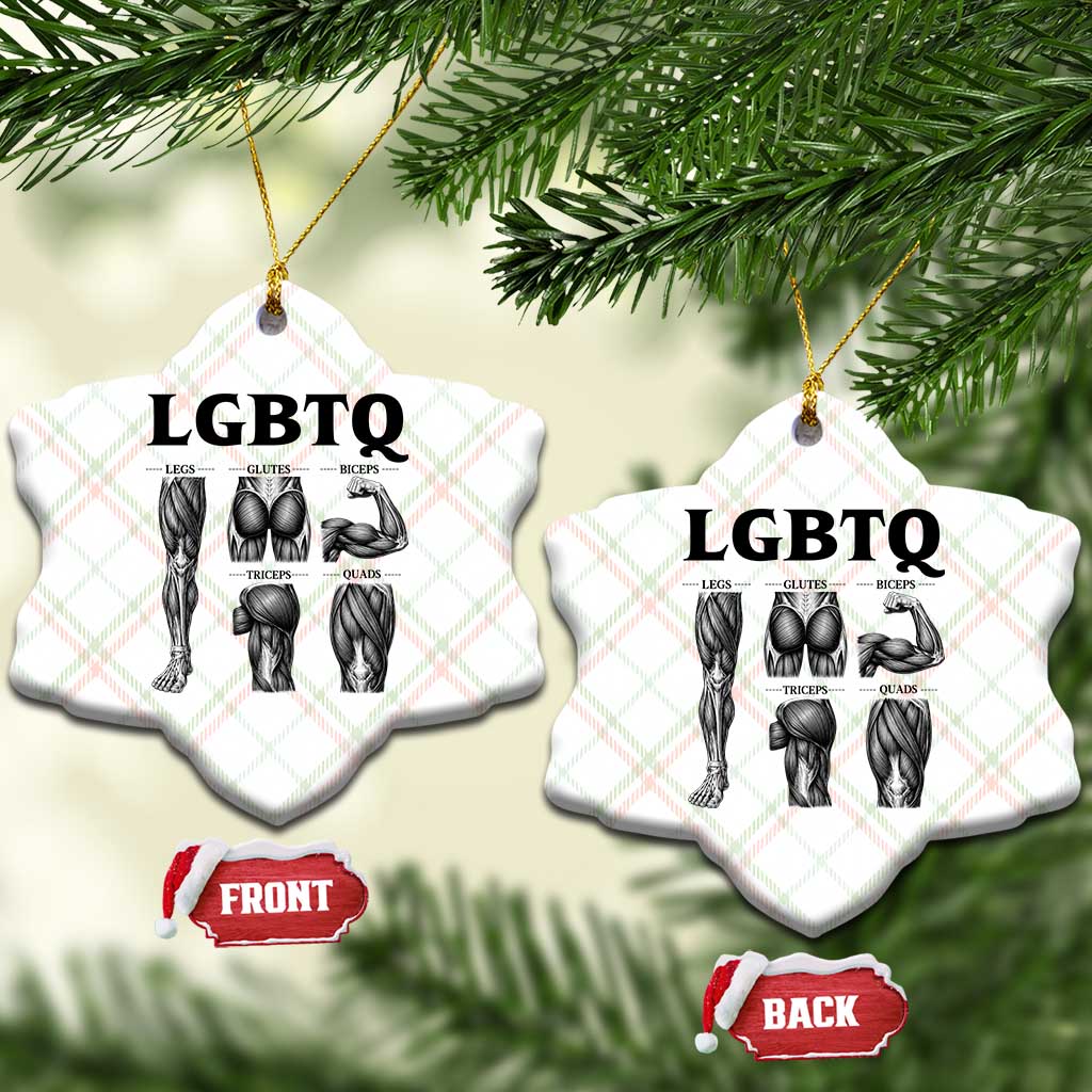 LGBTQ Acronym Funny Fitness Gym Muscle Graphic Ceramic Ornament Legs Glutes Biceps Triceps Quads TS02 Print Your Wear