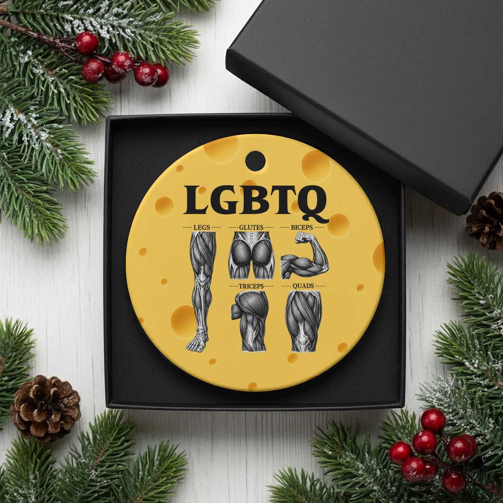 LGBTQ Acronym Funny Fitness Gym Muscle Graphic Ceramic Ornament Legs Glutes Biceps Triceps Quads TS02 1pc Yellow Cheese Print Your Wear