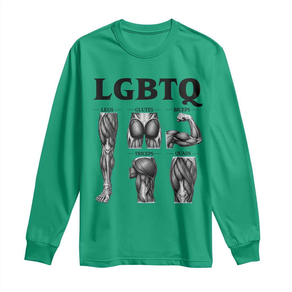 LGBTQ Acronym Funny Fitness Gym Muscle Graphic Long Sleeve Shirt Legs Glutes Biceps Triceps Quads TS02 Irish Green Print Your Wear