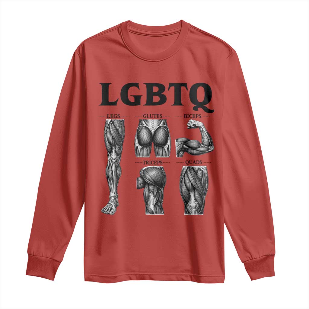 LGBTQ Acronym Funny Fitness Gym Muscle Graphic Long Sleeve Shirt Legs Glutes Biceps Triceps Quads TS02 Red Print Your Wear